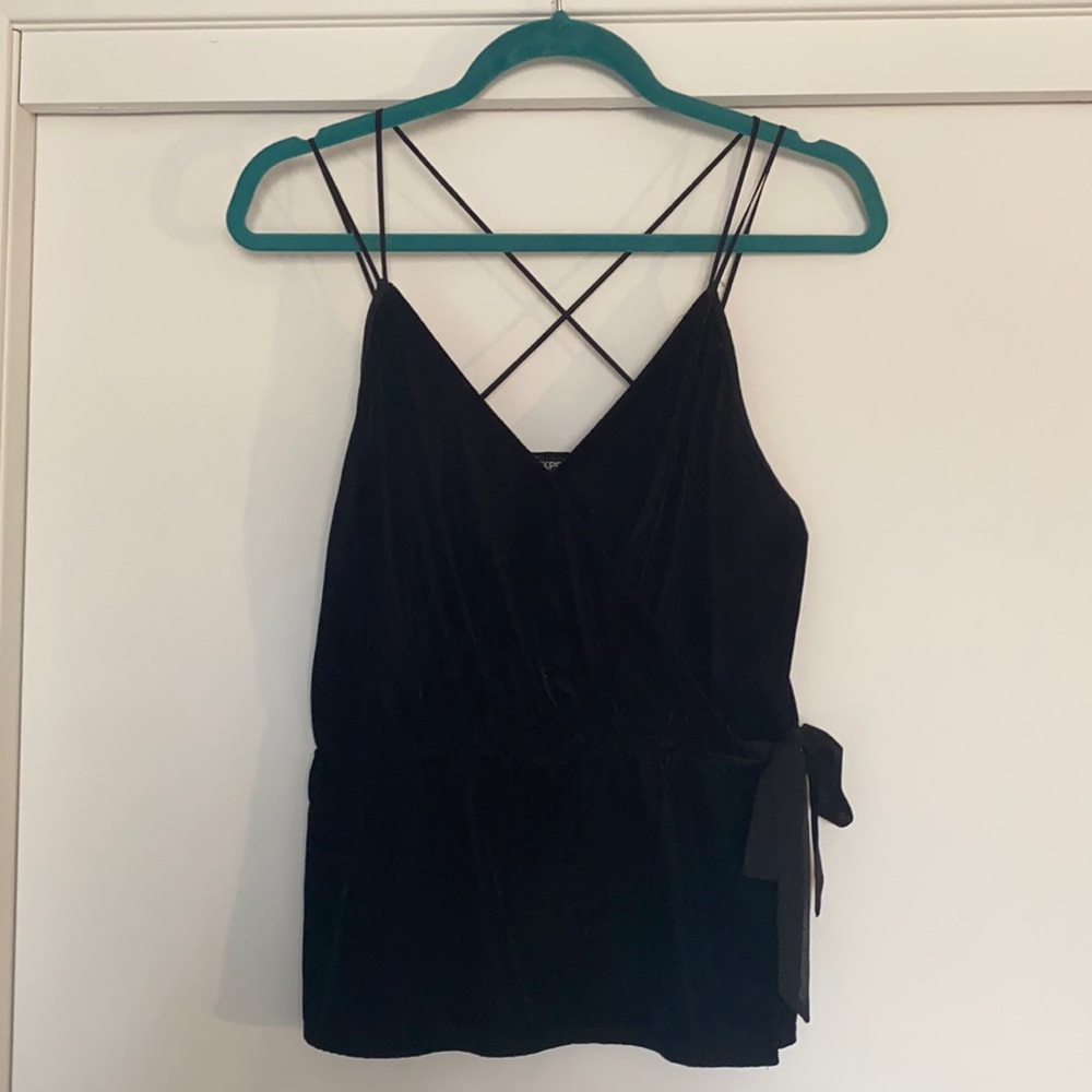 Express Black velvet peplum tank